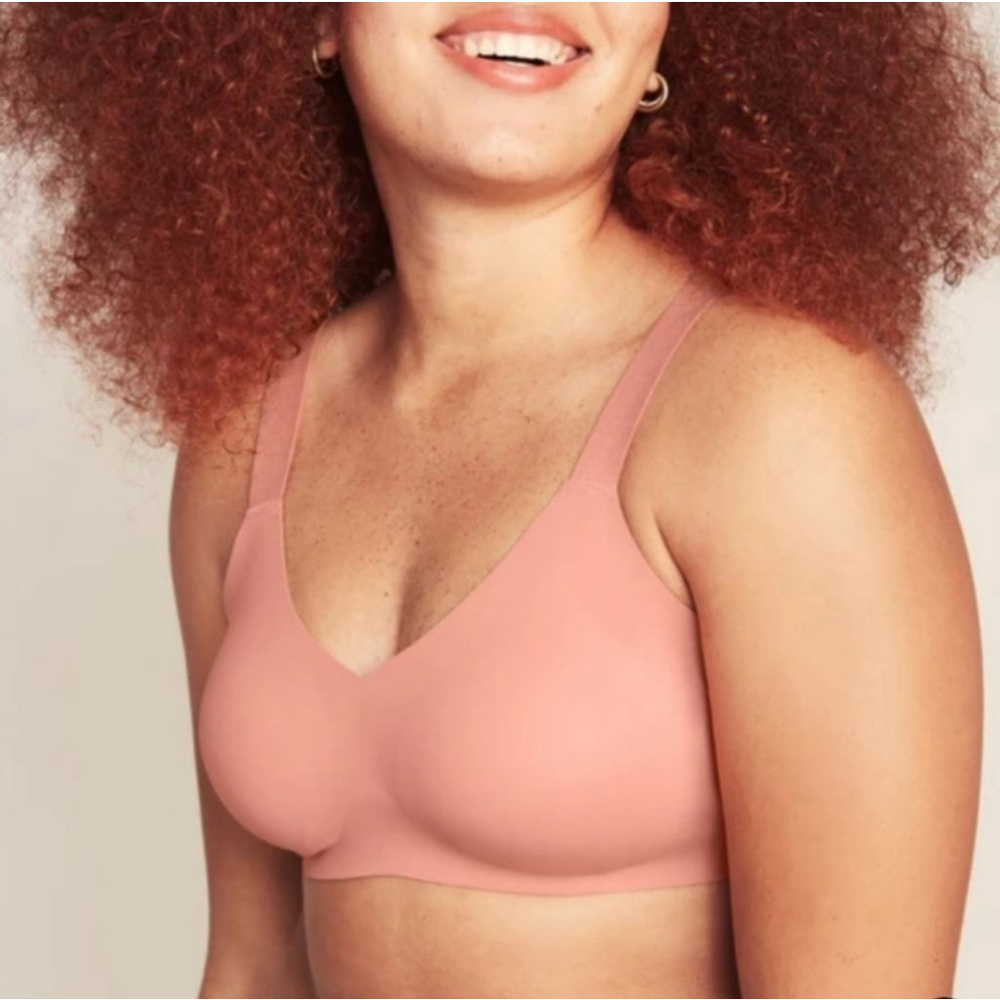 Knix Padded V-Neck Bra Wide Strap bra pastel peach size 4